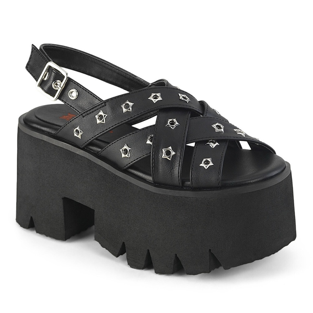 Demonia Black Gothic Platform Sandals with Studded Straps